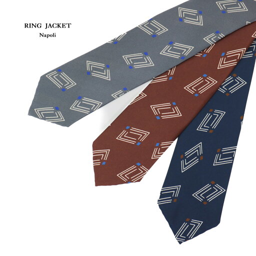 RING JACKET Napoli リングヂャケットナポリ シルクプリントタイ RING JACKET ORIGINAL SFODERATA 【ネイビー・ブラウン・グレー】 RING JACKET Napoli リングヂャケットナポリ シルクプリントタイ RING JACKET ORIGINAL SFODERATA 【ネイビー・ブラウン・グレー】