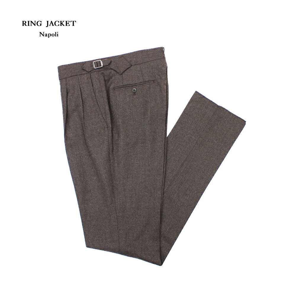 2プリーツ サイドバックル トラウザース ブラウン