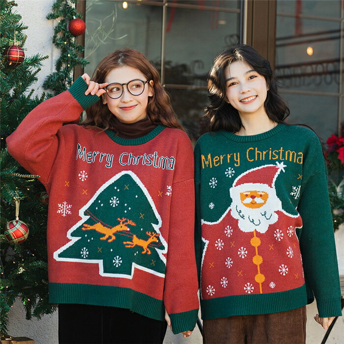 クリスマス セーター ペアルック ニットセーター カップル セーター 秋冬 バレンタイン レディース セーター メンズ セーター クルーネック プルオーバー ゆ...
