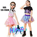 チアガール ダンス 衣装 ヒップホップ セットアップ スカート スパンコール ダンストップス 派手 女の子ジャズ ダンスウェア ジュニア キラキラ スパンコール...