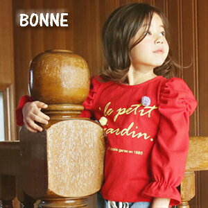 韓国子供服 ギャザー パフスリーブ 長袖Tシャツ 女の子 ブラウス 子ども服 長袖シャツ フリルシャツ キッズシャツ 丸ネックシルエット 赤 レッド 韓国子ども服 英字 ポンポン 可愛い 送料無料 パフスリーブ ギャザー 90cm100cm110cm120cm