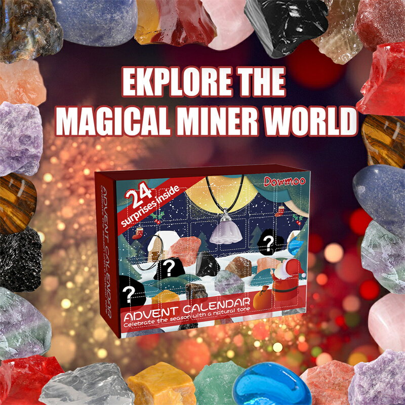 子供教育玩具 クリスマス アドベント ギフトボックス カウントダウンボックス アドベントカレンダー カレンダークリスマス 24個入り 鉱物標本 鉱石クリスマス