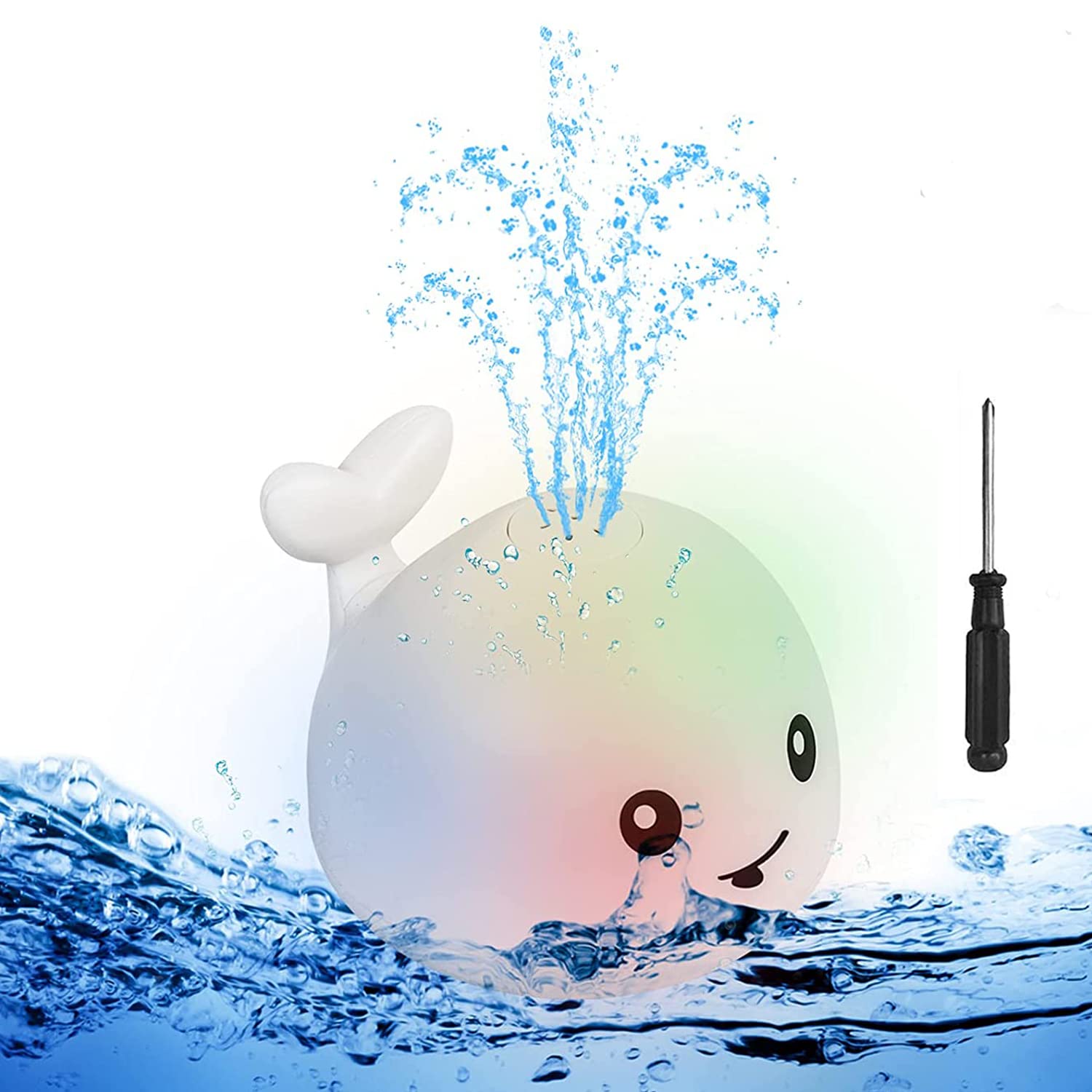 ウンチョン お風呂 おもちゃ 子供 水遊び 自動噴水 音楽 ピカピカ ライト プール 2イン1 赤ちゃん プレゼント 知育 癒し ベビー 浴槽 バス 電動おもちゃ 面白い 可愛い (噴水玩具だけ, 白クジラ)