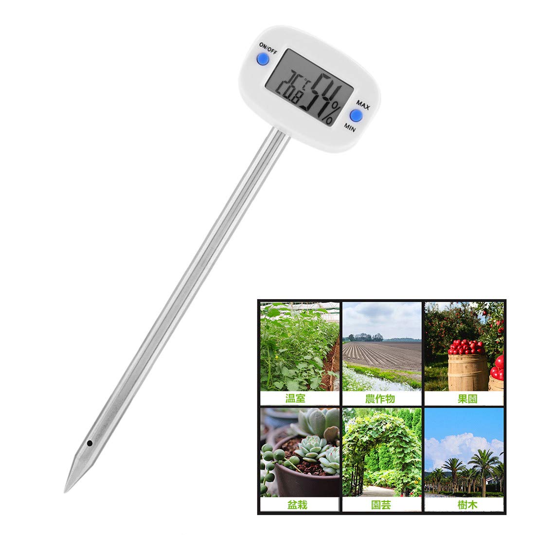 土壌水分計 温湿度計 デジタル 土壌水分テスター 液晶ディスプレイ 高精度 使用簡単 土壌水分測定 温度湿度テスター用 プローブ 土壌測定器 高精確度 農業 栽培 ガーデニング 園芸用品