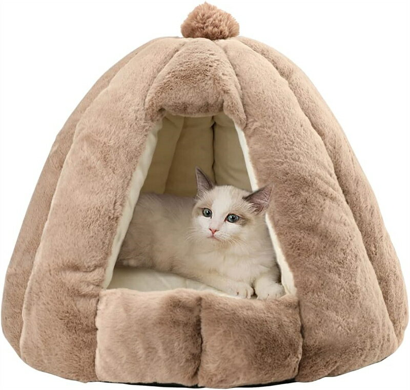 乐天商城 - 【楽天倉庫出荷】猫ベッド 猫ハウス ペット用寝袋 VOOPH キャットハウス ドーム型 暖かい ふわふわ 折りたたみ式寝マット 犬猫兼用 室内用 寒さ対策 保温防寒 猫犬小動物用 室内用厚み 暖かい 冬寒さ対策 ペット用品