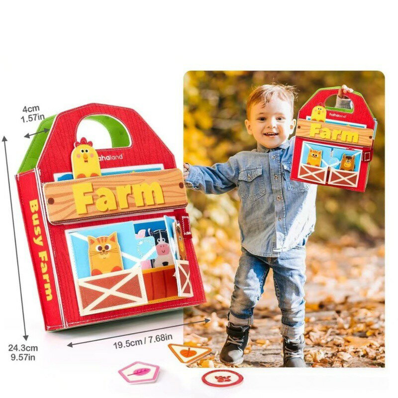 【15種類遊び/ASTM安全認証】モンテッソーリ 知育ブック フェルト 農場 おもちゃ 1歳 2歳 旅行 携帯 手先 発達 ギフト
