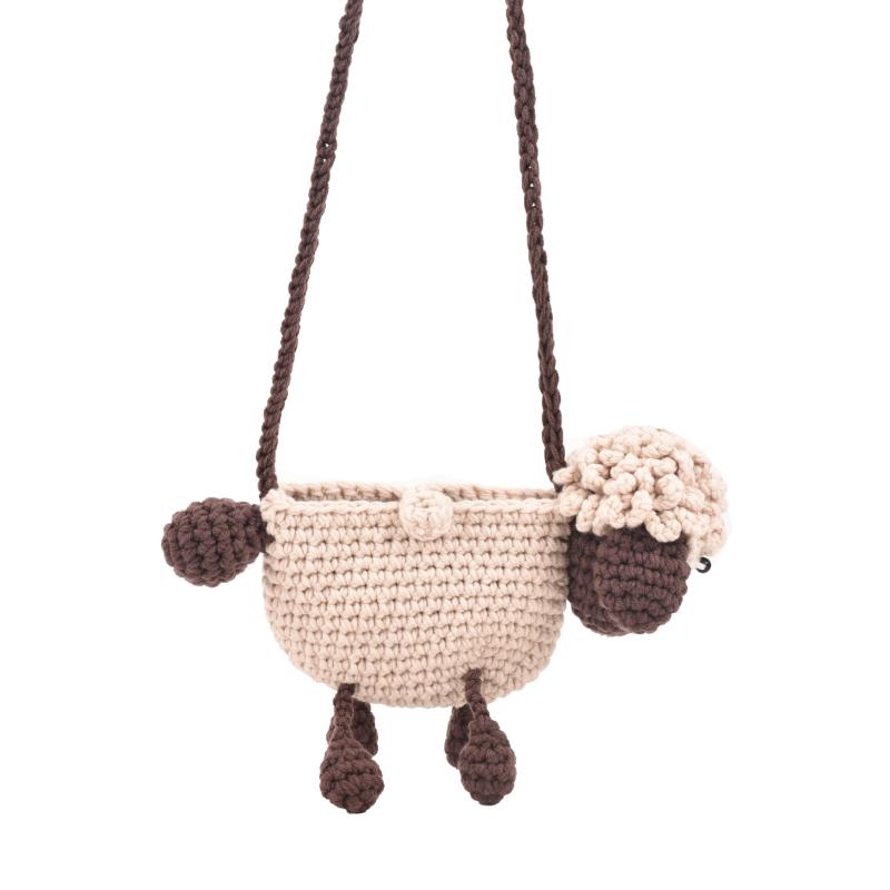 乐天商城 - 【ハンドメイド/親子】子羊 かぎ針編み バッグ ショルダーバッグ 可愛い 毛糸 コーデ プレゼント 母娘 お揃い
