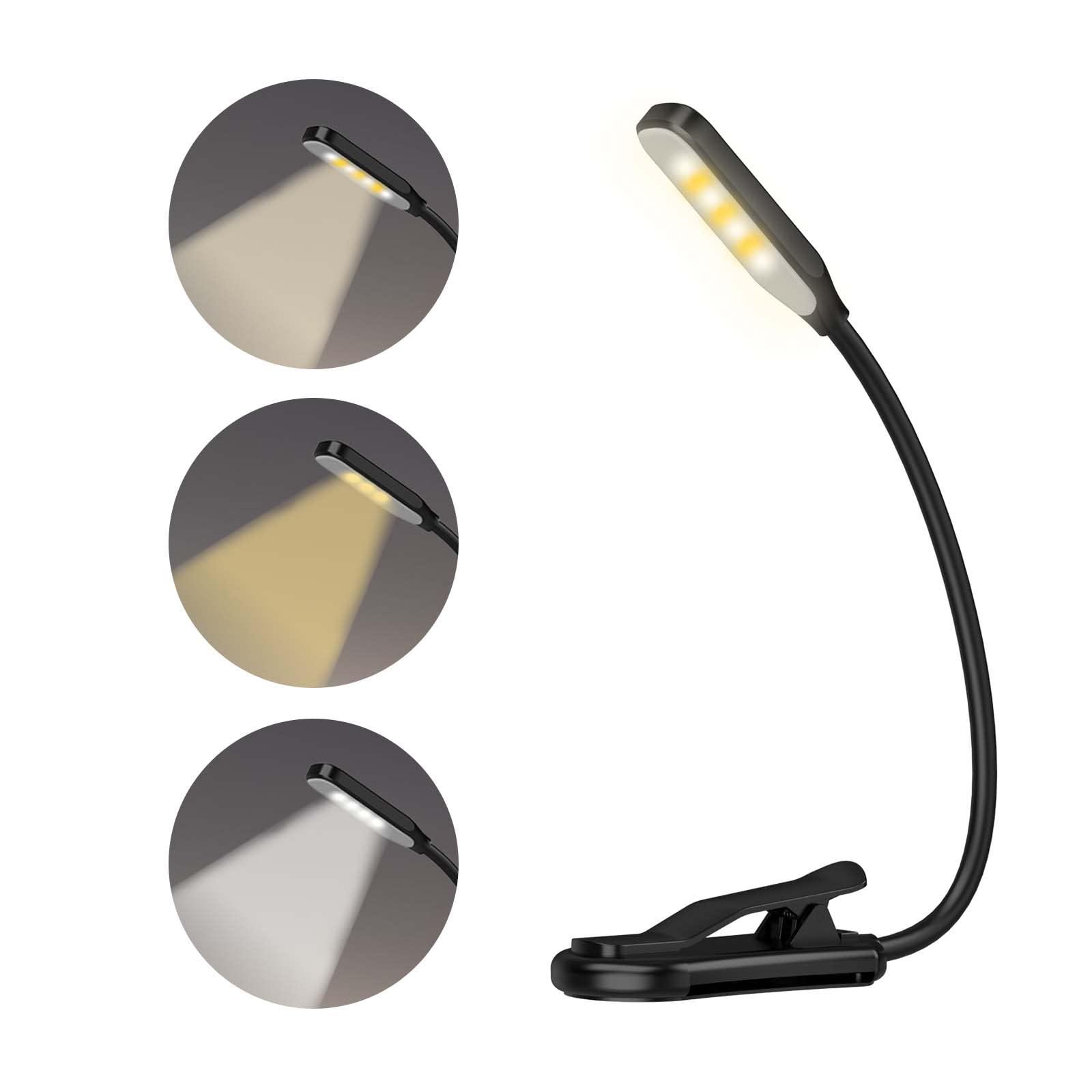 ブックライト クリップライト 卓上ライト 読書灯 寝ながら 読書ライト 譜面台ライト 3段階調色調光 目に優しい 充電式 勉強/常夜灯/夜間照明 (ブラック) の商品画像