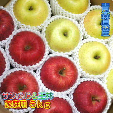 サクッと完熟!「サンふじ&王林」家庭用5kgダンボール・フルーツキャップ詰(約16〜20玉入)
