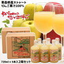 青森県産 りんごジュース ストレート 果汁 100% ちいちゃんの想い出りんご 瓶720ml×6本入 お得な2箱セット 送料無料 包装無料 熨斗無料 ギフト 贈...