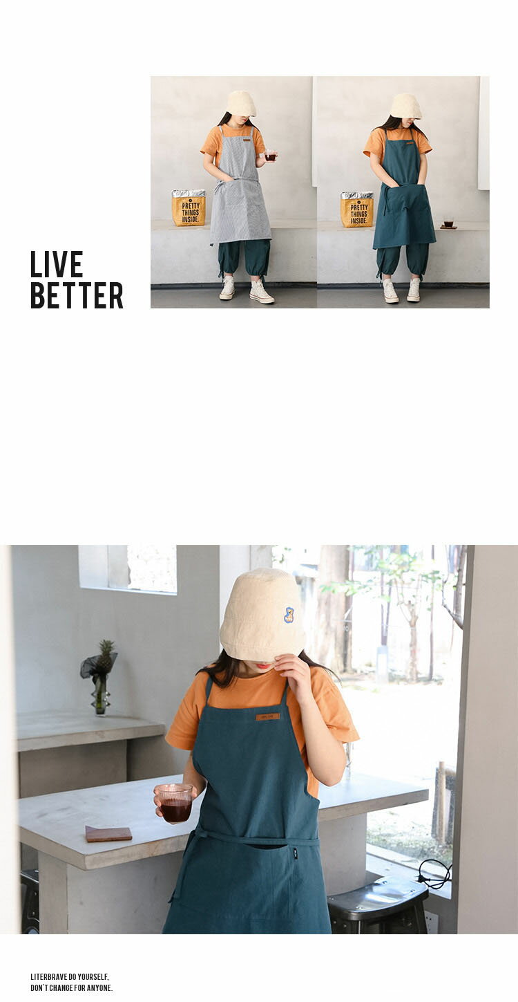 エプロン コットン 綿 バッククロス レディース 被るだけ オシャレ リネン 麻 無地 ワンピース プルオーバー ポケット付き 無地/ストライブ ラップ 巻きスカート 台所 カフェ 主婦 保育士 カフェエプロン かわいい 大きいサイズ ロング ボタンなし