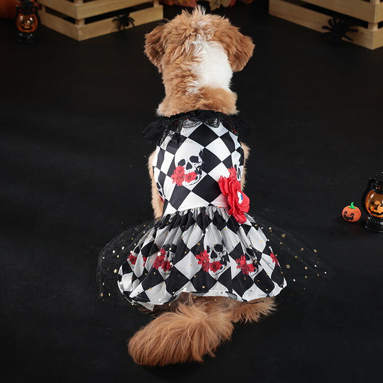 犬 ハロウィン 仮装 ワンピース チェック柄 ハロウィン コスプレ 目玉 髑髏 犬の服 ハロウィーン ペットウエア コスチューム コスプレ 骸骨 悪魔 ペットの服 ネコ デビル 小型犬 中型犬 可愛い コスプレ衣装 面白い 写真 撮影道具 おしゃれ 変身グッズ お化け 文化祭RTACSM rinkastore-10000426 Rinkastore サンプル画像2