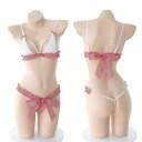 【毎月1日限定!P2倍&10%OFF】系セクシーランジェリー パール付き ブラ 紐パン 穴あき下着 オープンクロッチ 上下セット 三角ブラ ミニブラ tショーツ...