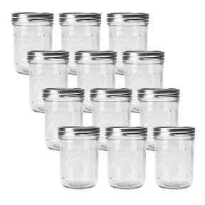 BALL【ボール】Mason Jar メイソンジャー 16oz ワイドマウス ガラス保存瓶 (500ml) 1ダース