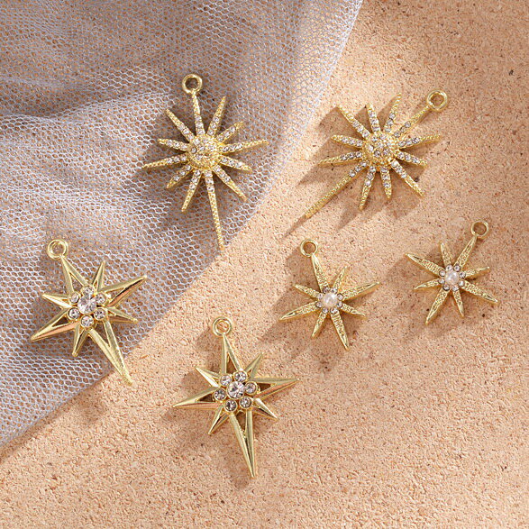 カン付き 星チャーム スター 八芒星 アクセサリーパーツ ハンドメイド ゴールド ジ...