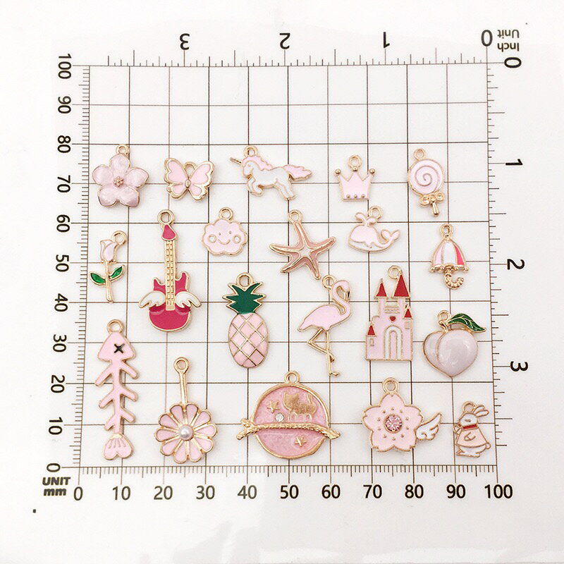 【MIX31個セット】ピンクチャーム カン付き ハンドメイド アクセサリーパーツ アソ...