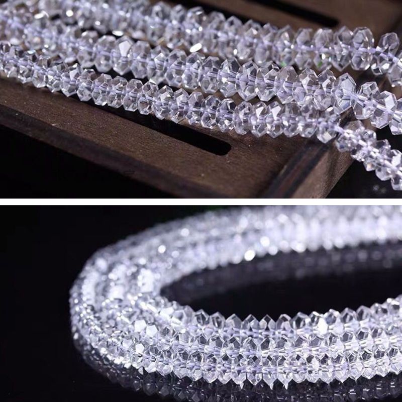 天然保証！水晶ボタンカット 水晶ロンデル クリスタル ロンデル1連 大中小3サイズ約38cm /1連 卸専門 天然石パワーストーン 3