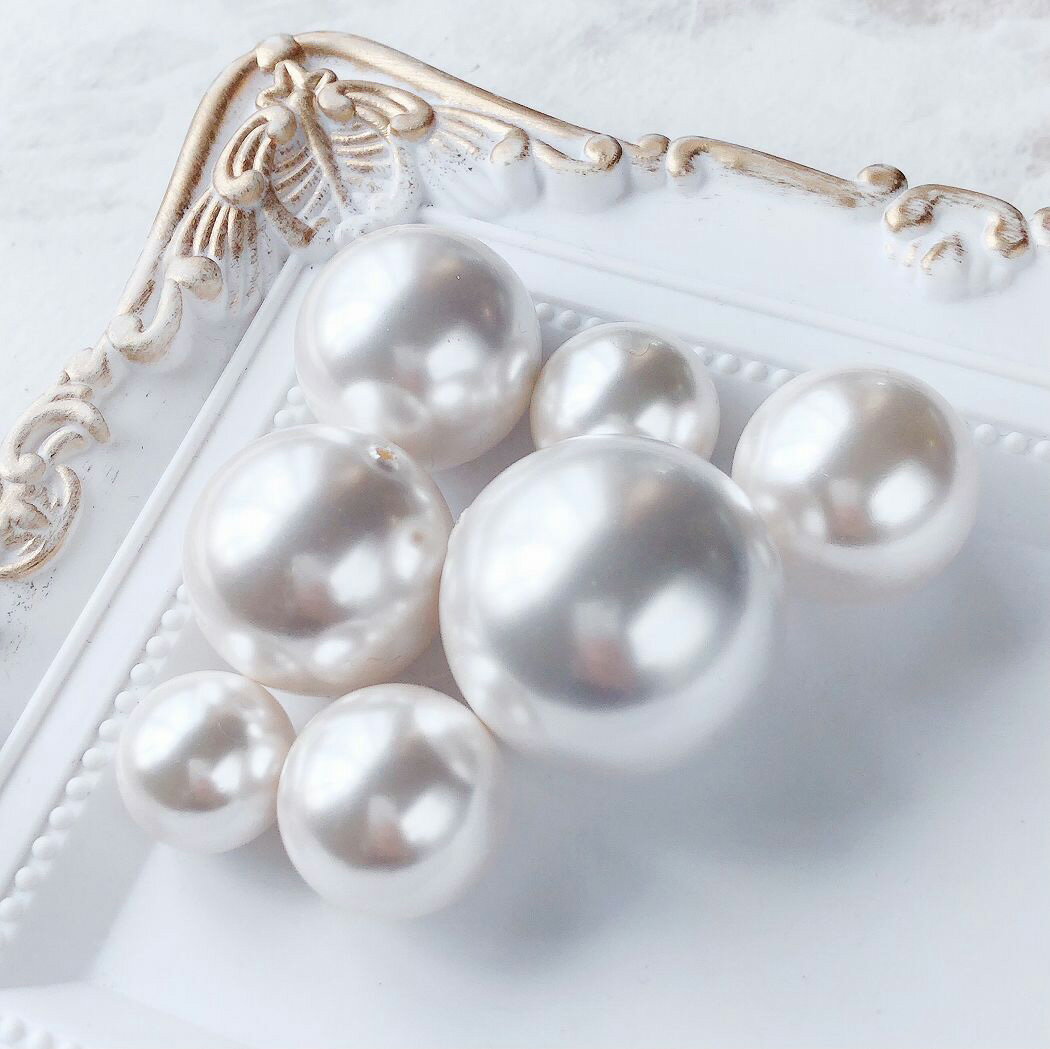 乐天商城 - 【16～20mm】片穴 パール ビーズ アクセサリーパーツ 大粒 特大 樹脂パール ハンドメイド 手芸 クラフト DIY 素材 材料 2個