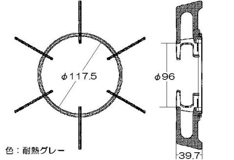 ごとく【大サイズ】※左右共通（グレー） リンナイ テーブルコンロ ビルトインコンロ 部品 2