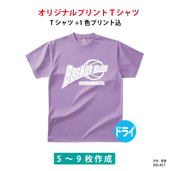 チームTシャツ ユニフォームに オリジナルで作成 オーダーメイドTシャツ 1色プリント代込み メンズ/レディース 名入れ・ロゴ入れ クラスTシャツ 送料無料 体育祭 学園祭 イベント文化祭 5〜9枚専用