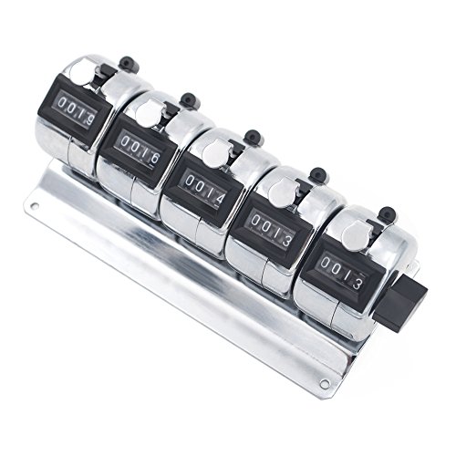 GOGO カウンター 数取器 計数器 数取り器 5連式 4桁の数字 卓上型 ベーススタンド付き 金属 手動測定 リセット可能