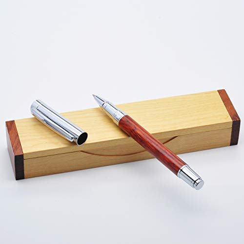 LACHIEVA LUX 木製高級筆記具 天然木カリン、ドイツ製のペン先 水性ボールペンギフトセット