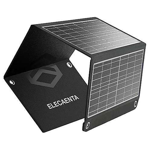 ELECAENTA 22W ETFEソーラーチャージャー 5V/3A 2USBポート 小型 ソーラー充電器 折りたたみ式 薄型超軽量 スマホ充電器 防水 キャンプ アウトドア 防災 非常時 iPhone iPad Android対応(LSFC-22)