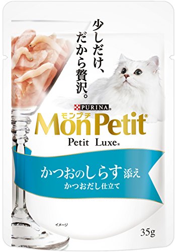 モンプチ プチリュクス パウチ 成猫用 かつおのしらす添え 35g×12袋入り まとめ買い キャットフード