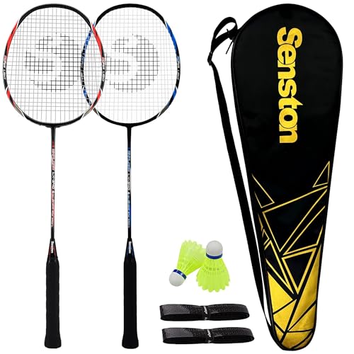 Senston 2本組みバドミントンラケットセットカーボンファイバーバドミントンラケット-1つのキャリングバッグが含まれています
