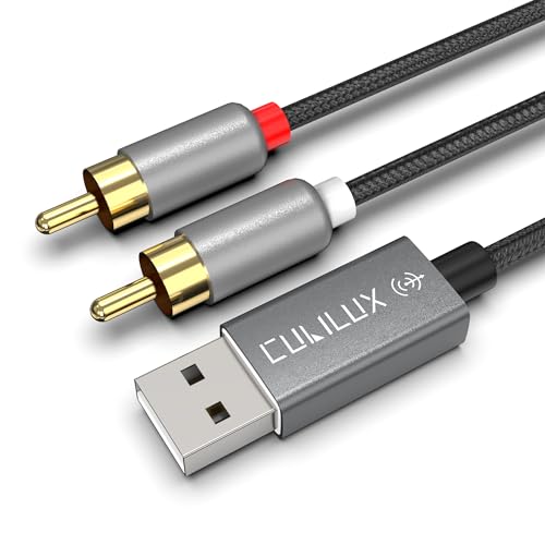 USB - RCA変換ケーブル（384KHz/24-bit Hi-Res DAC搭載）、USB AからRCAに変換オーディオケーブ、ノー..