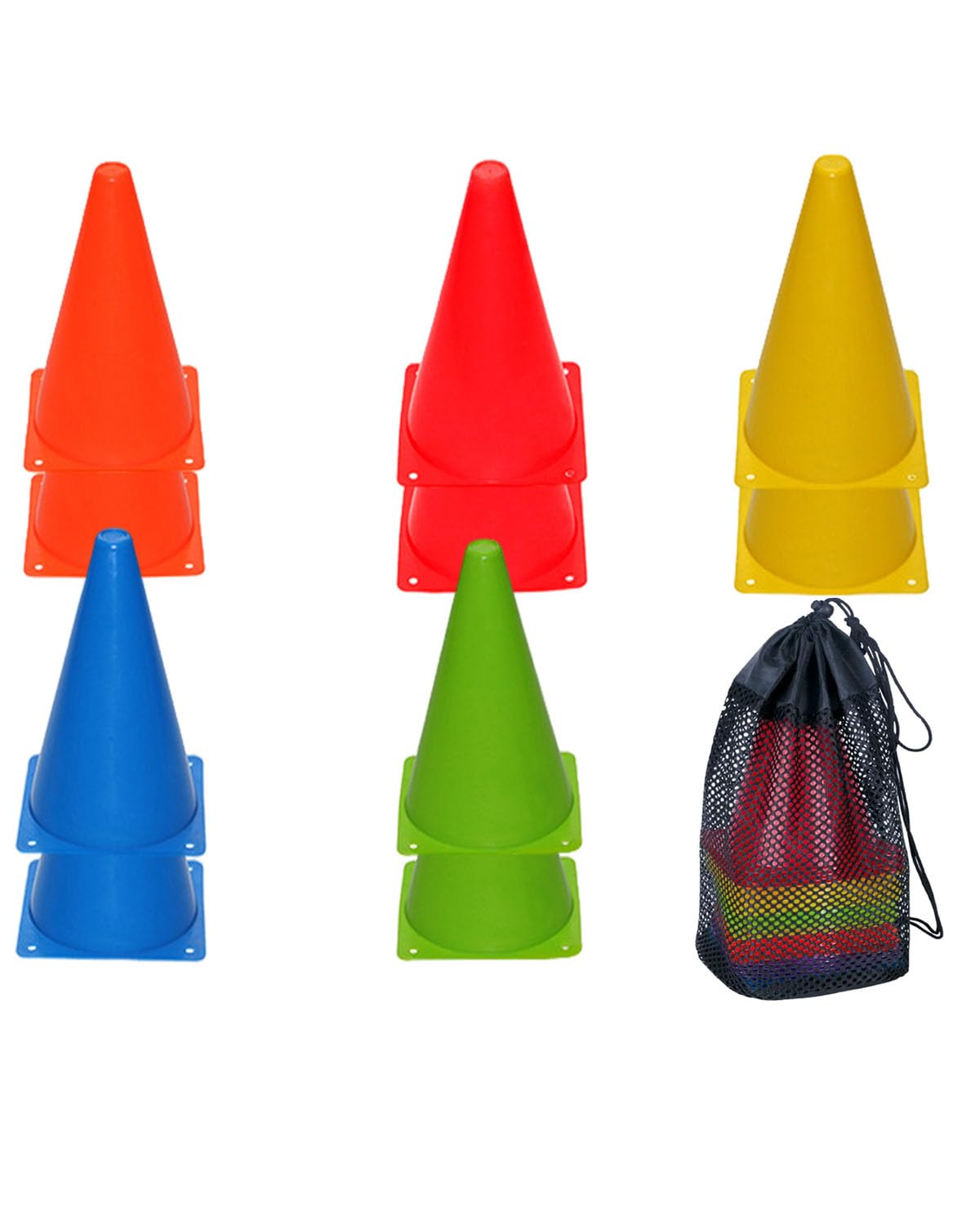 YINKE コーン ミニ カラーコーン 10本セット 全5色(各色2個)三角カラーコーン マーカーコーン カラーバリエーションあり サッカー フ