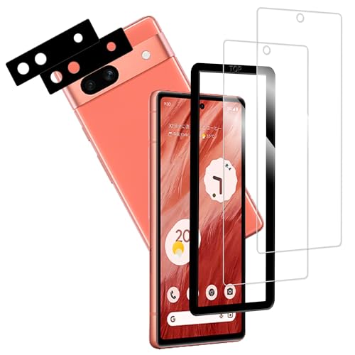 2+2枚セットガイド枠付き KPNS 日本素材製 強化ガラス Google Pixel 7a 用 ガラスフィルム カメラフィ..