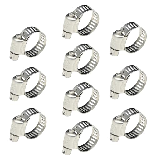 BOJIDO ホースバンド ホースクランプ 10個入り 304ステンレス製 ネジ締め 強力固定 調整可能 配管部品 ネジタイプホース締め金 Φ1