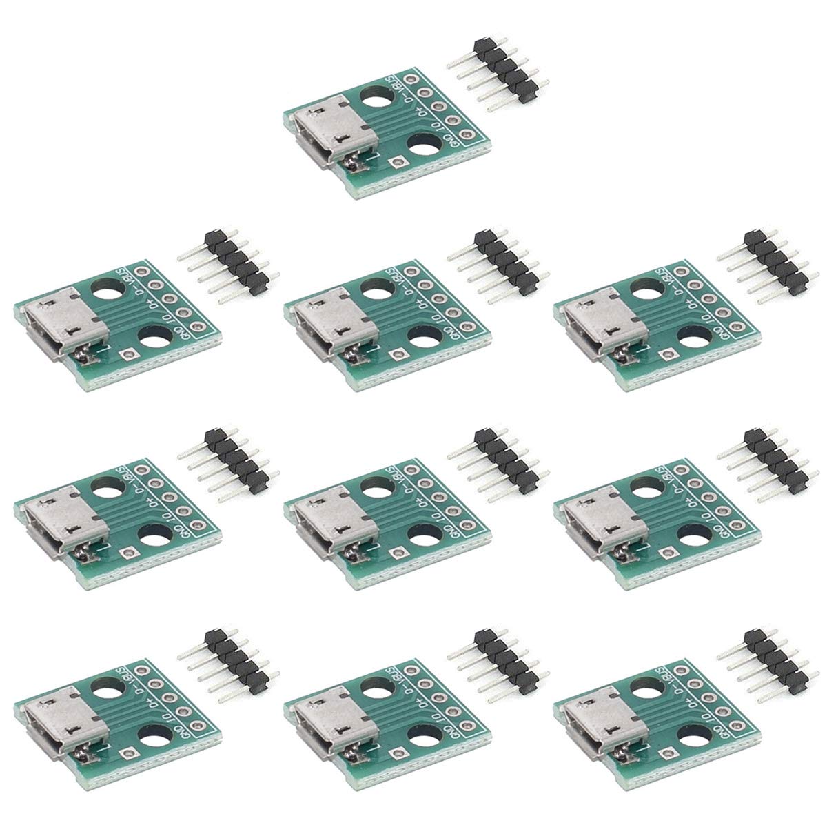 Youmile 10個DIYオスコネクタ/ミニマイクロUSB-DIPアダプタ2.54mm 5ピンメスコネクタBタイプUSB2.0メスPCBコンバ