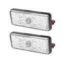 LED リフレクター 12V 反射板 角型 トレーラー サイドマーカー リアマーカー ウインカー テールランプ ホワイト 2個セット