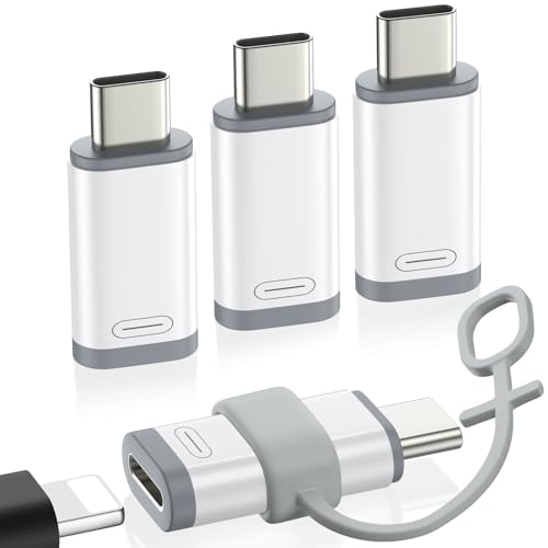 MoKo ライトニングからType C変換用アダプタ 4枚セット 紛失防止シリコンストラップ付き ライトニング to Type C 変換アダプタ