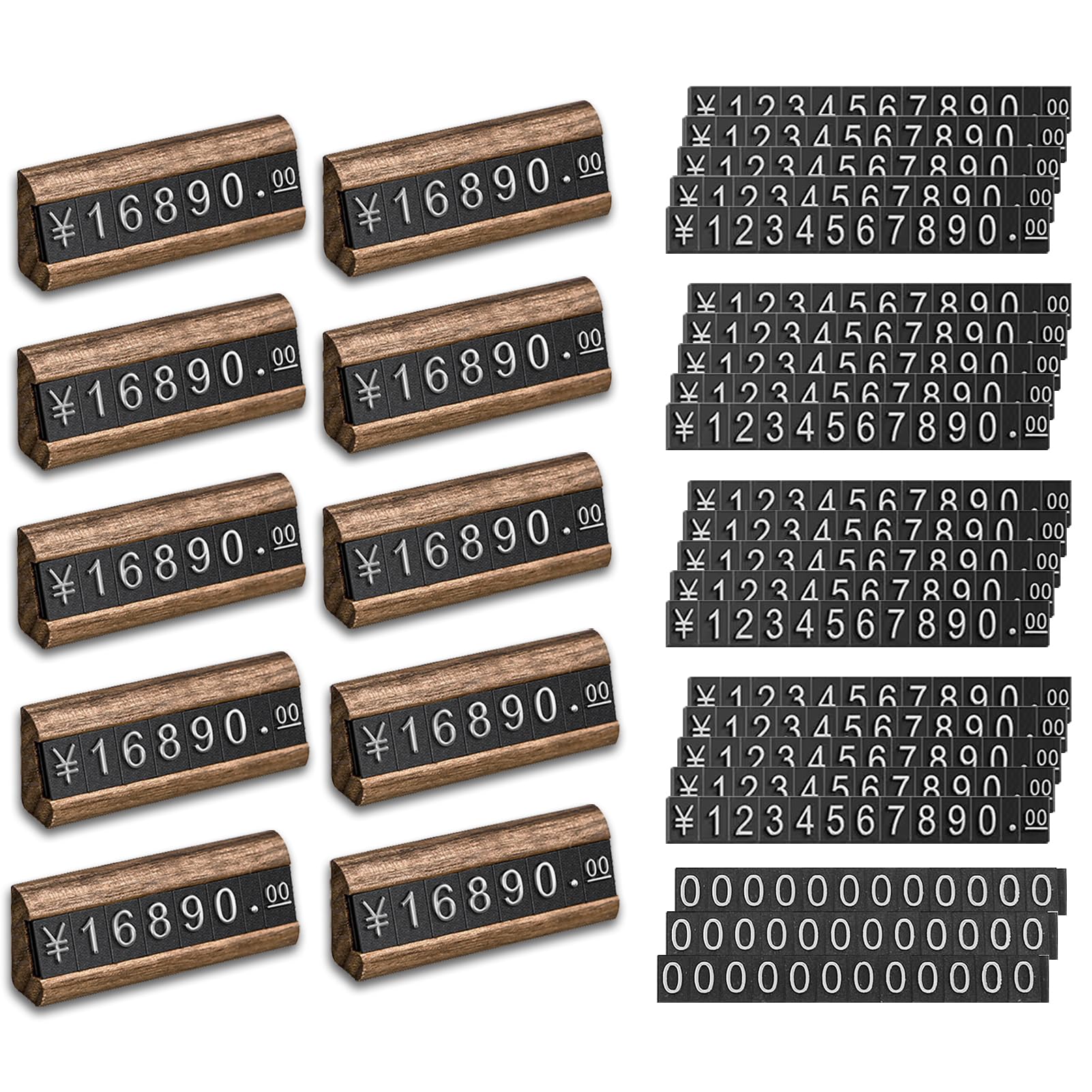 ELECTRO-WEIDEWORLD プライスカード 木製 おしゃれ 値札プレート セット プライスカード設置台10個 0-9プライスカード20