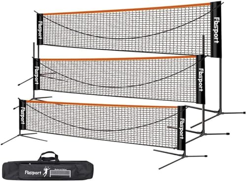 FBSPORT バドミントンネット 3段式 屋外 ポータブル バドミントン用ネット 家庭用 練習用 簡易 組み立て簡単 コンパクト 高さ調整可能