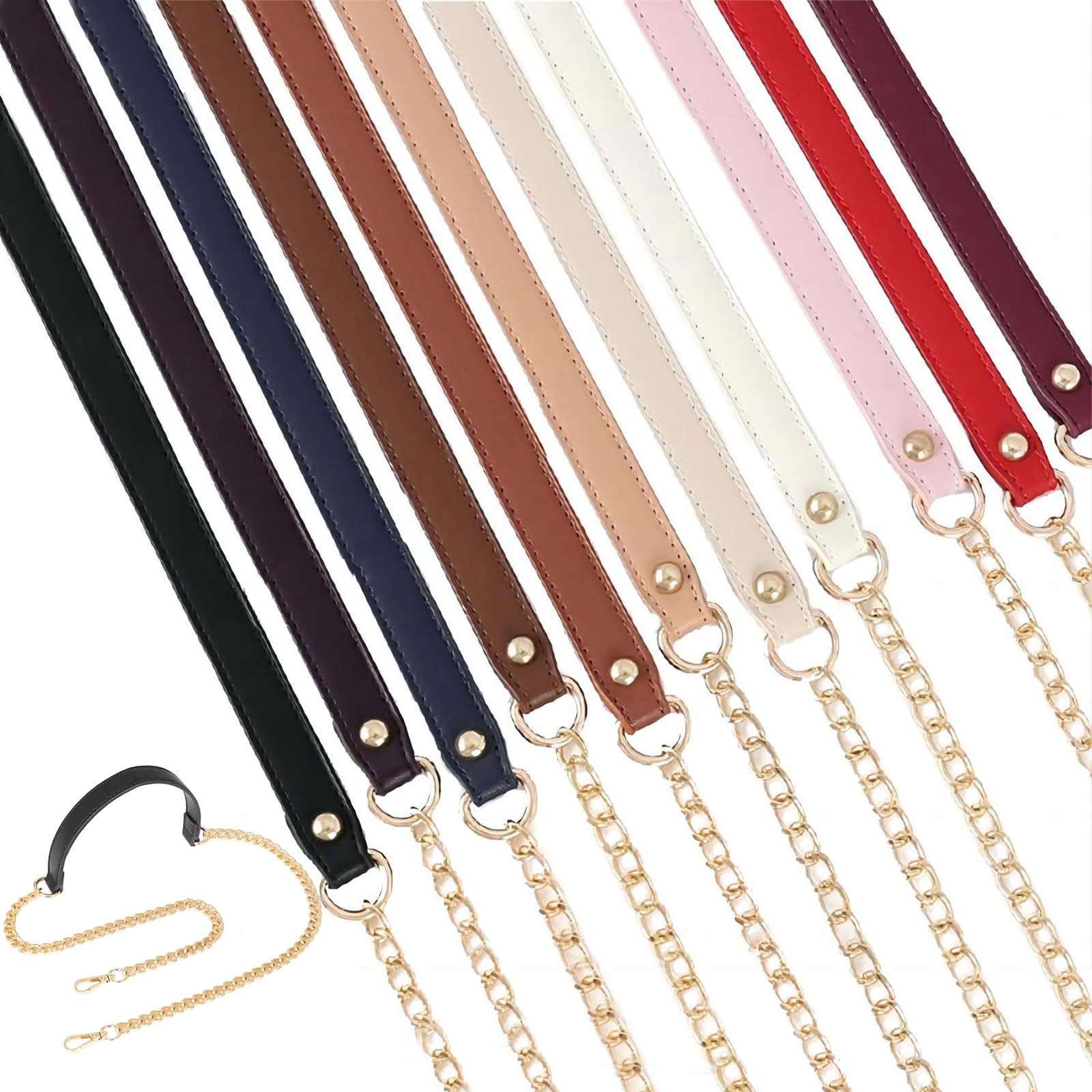 TOEDNNQIショルダーストラップ バッグ用 チェーン 革 ベルト 紐 2cm 細め おしゃれ ショルダーストラッ..