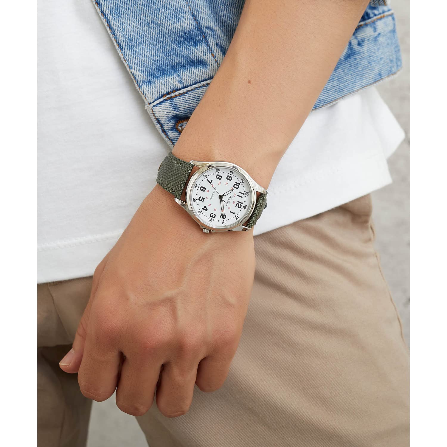 シチズン Q&Q 腕時計 アナログ 防水 革ベルト QB38-304 メンズ グリーン