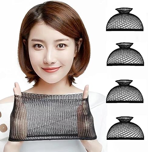 ウィッグネット ウィッグキャップ ケア用品 筒型 黒 メッシュ 男女兼用 髪束ね フリーサイズ ウィッグ..