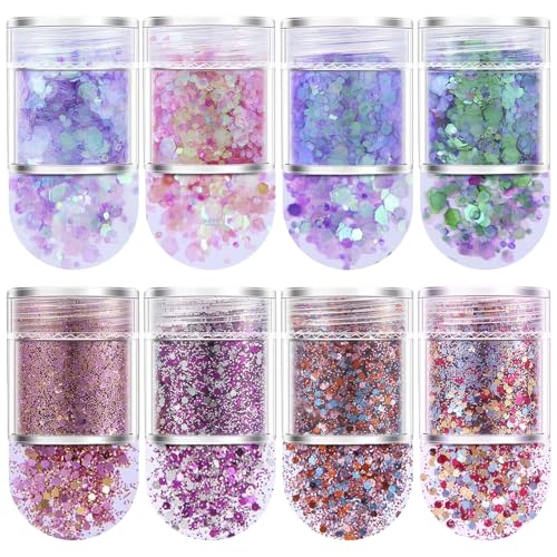 ネイルグリッター 8個セット キラキラ ジェルネイル ネイルパーツ ネイルアート ラメホログラム パウダー ボディ/ヘア飾り/フェイスグリッター