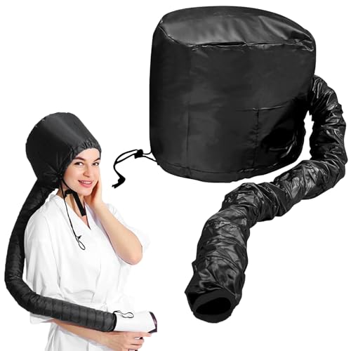 nalaina ヘアドライキャップ ハンズフリードライヤー ブラック ボンネット ヘアキャップ 温風乾燥処理..
