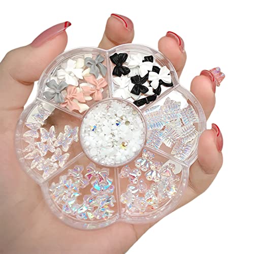 ネイルパーツ リボン 蝶々 クマ 花 ゴールド ブリオン 3D 立体 オーロラ ネイル パーツ ラインストーン..