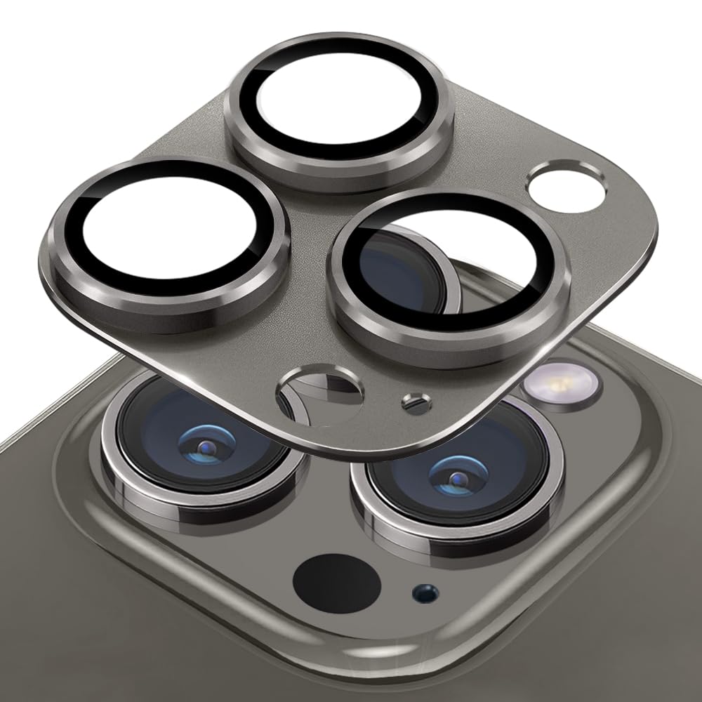 Kakuki For iPhone 15 Pro/iPhone 15 Pro Max カメラフィルム アルミ合金製＋AR高透過率強化ガラス アイ