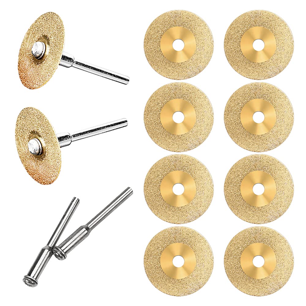 ミニダイヤモンドカッター 直径22mm 10枚入 2.35mm軸2本＋3mm軸2本 ダイヤモンドカッティングディスク ..