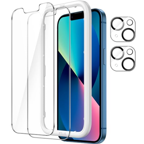 JEDirect iPhone13 保護フィルム+カメラフィルム 取り付け用のガイド枠付き 6.1インチ強化ガラスフィルム+レンズフィルム 2枚 JEDirect iPhone13 保護フィルム+カメラフィルム 取り付け用のガイド枠付き 6.1インチ強化ガラスフィルム+レンズフィルム 2枚