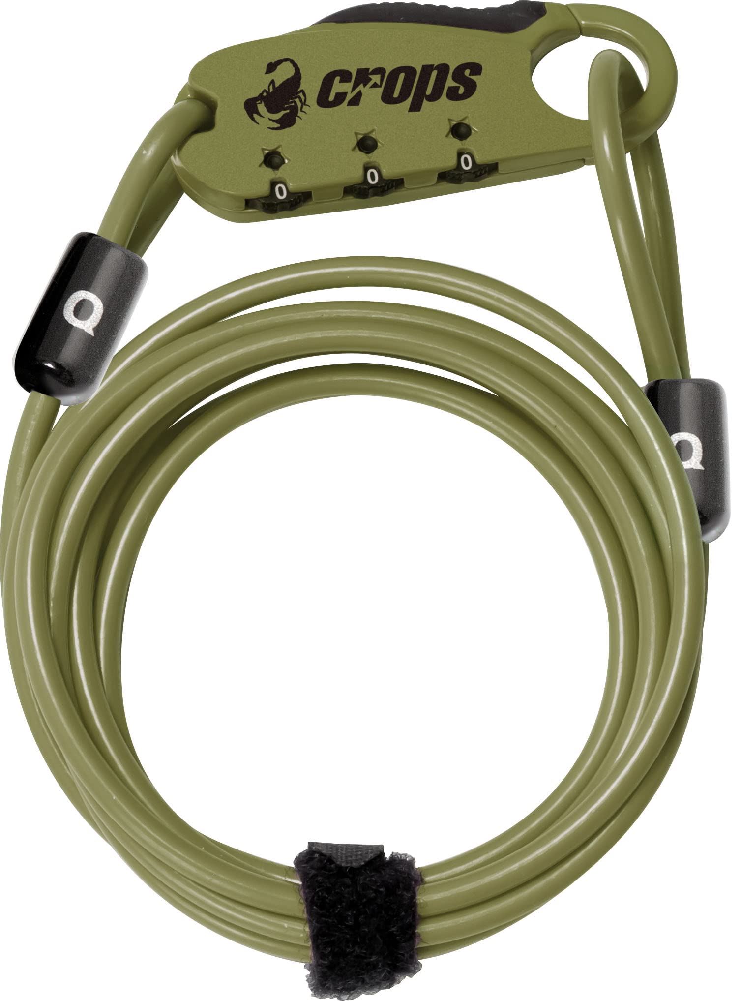 クロップスcrops ロングケーブルロック | 4mm×1800mm 3桁ダイヤル CP-SPD07 グラベルグリーン