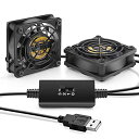 Mauknci USB ファン 6cm 2連 3段階風量調整 5V 小型 冷却ファン 強力 ミニファン 60mm(2)