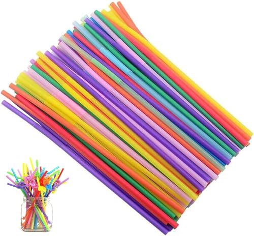 ストローカラーストロー 100本入 曲がる ストロー 使い捨てストローアートストロー ドリンクストロー 生分解性で環境に優しいストロー パーティ